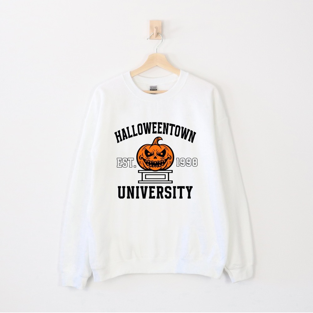 Halloweentown University Halloween Sweater Crewneck White Unisex Sizes NWT